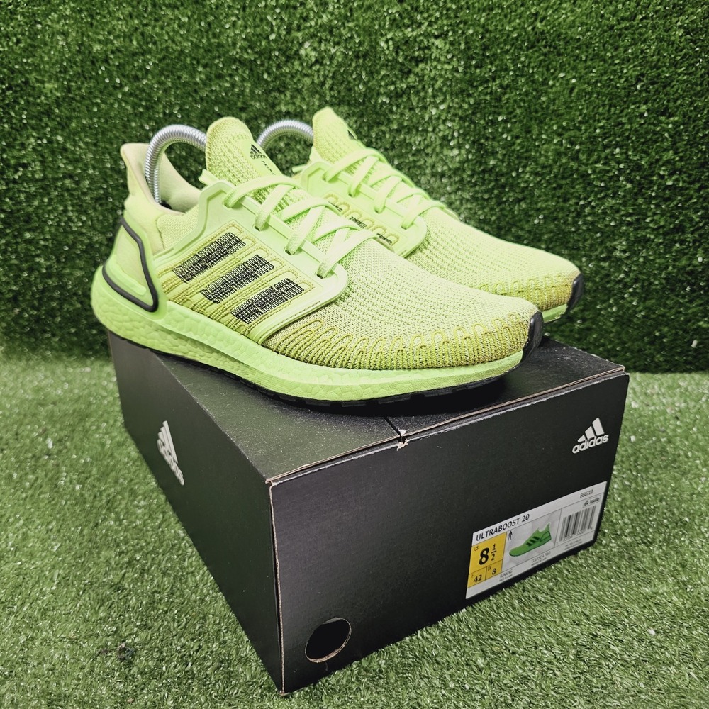Adidas Ultraboost 20 Neon Signal Green Athletic Running Sneakers Mens 8.5‎